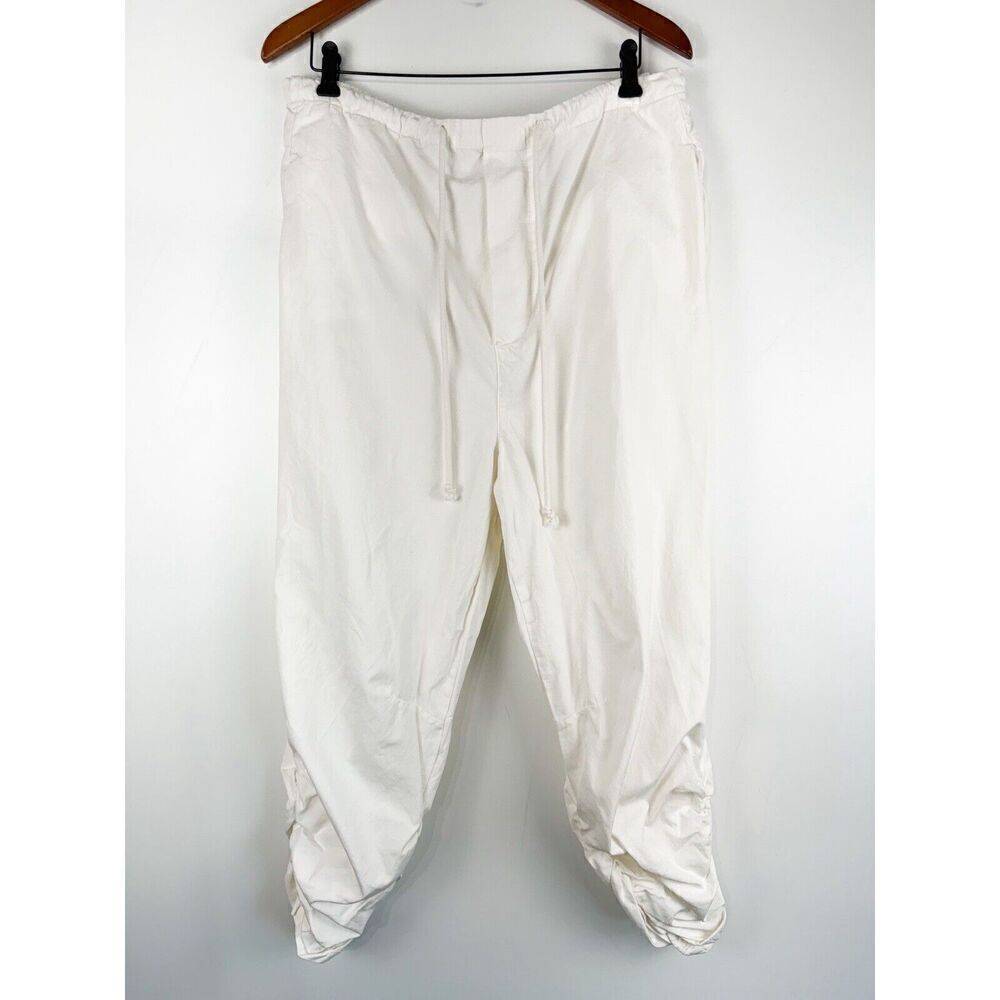 Free People Sz Large Light Parachute Pants Summer  Off White Beach Relaxed